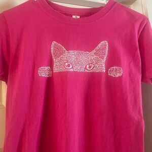 Tultex Pink Cat Graphic Tee